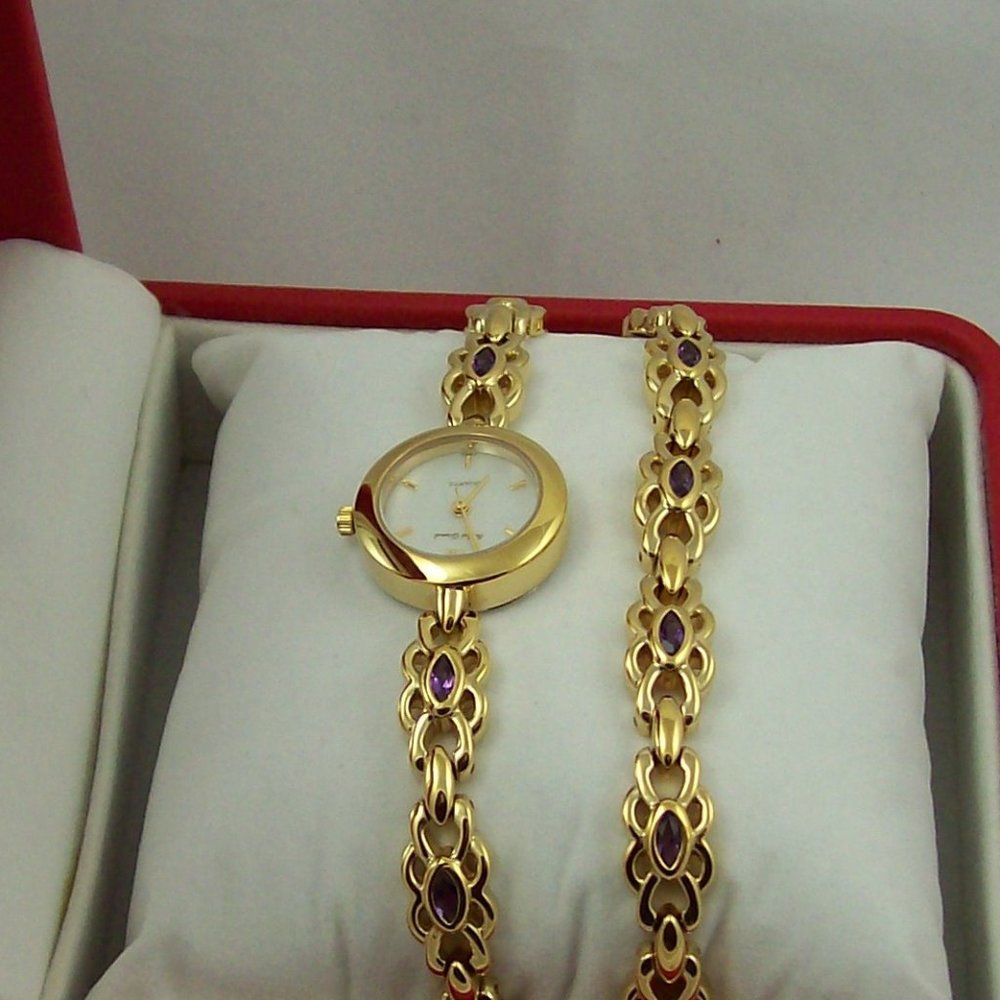 Andre' Giroud Amethyst Watch & Bracelet Set